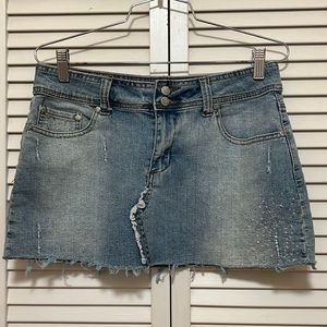Younique Y2K Distress Bejeweled Jean Mini Skirt 7